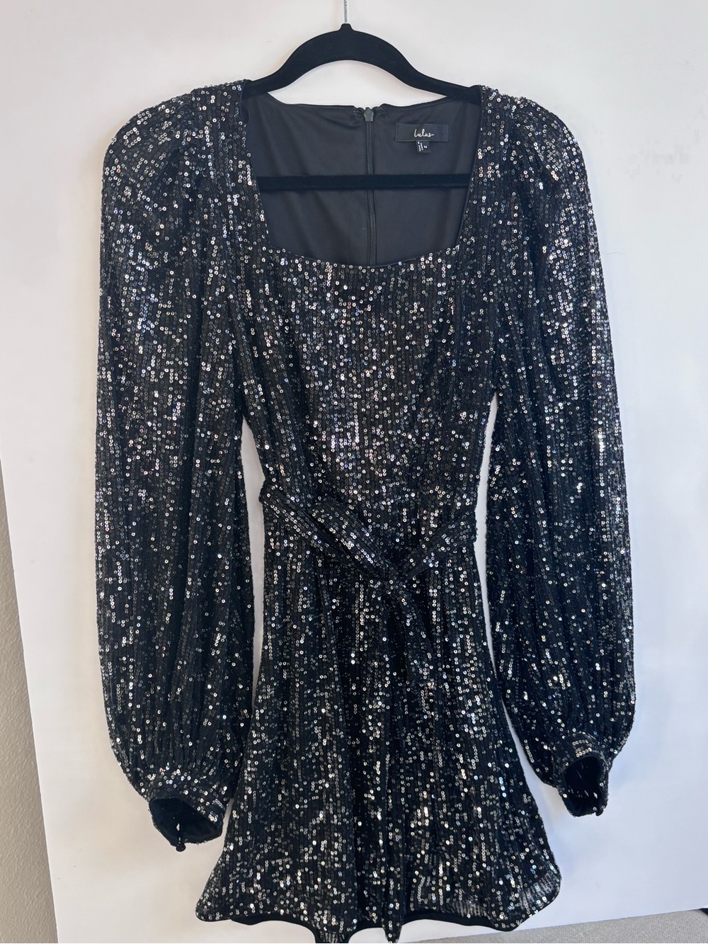 Lulu’s Black Sequin Long-Sleeve Mini Dress